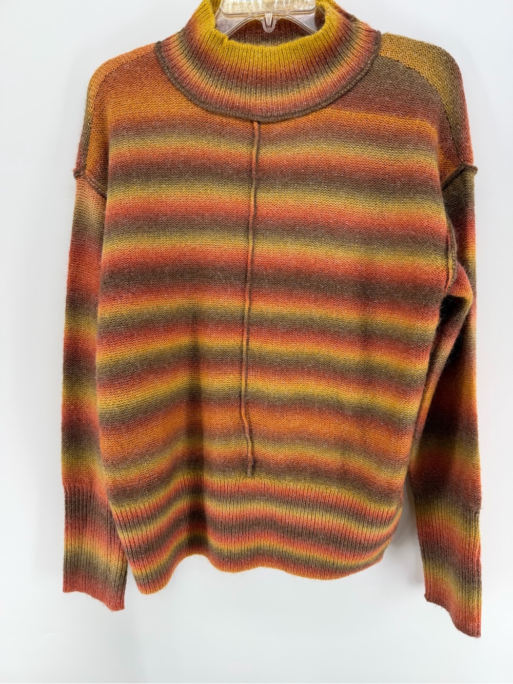 beachlunchlounge Striped Turtleneck Sweater in Orange, Yellow, Brown